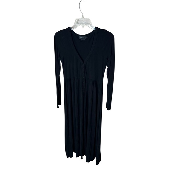 Hatch Dresses & Skirts - HATCH Black Ribbed Button Front Long Sleeve Midi Dress Women size 2/med